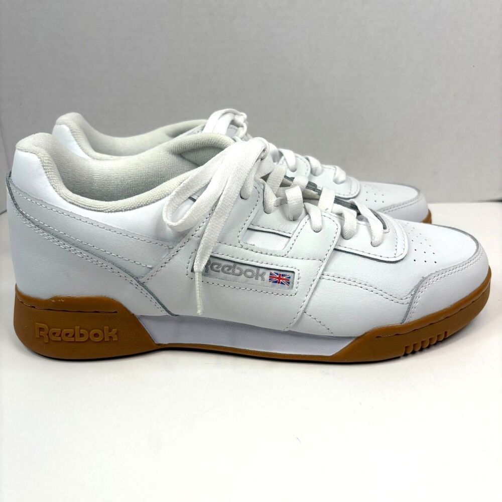Reebok Workout Plus White Full Grain Leather Sneaker Gum Sole Retro Style CN2126
